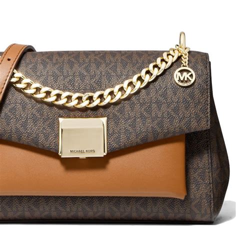 lita medium two-tone logo crossbody bag michael kors|mk lita medium.